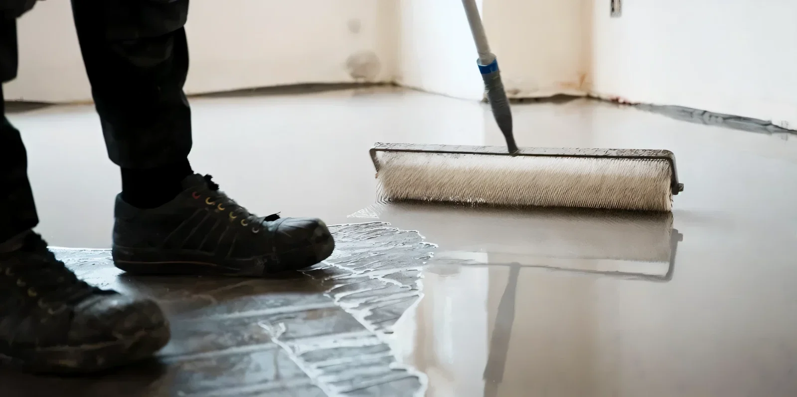 Voorbereiding ondergrond met glasvezelgaas voor microcement vloer
