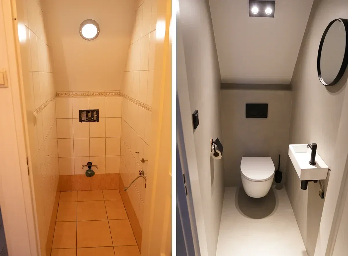 Complete toilet renovatie met microcement