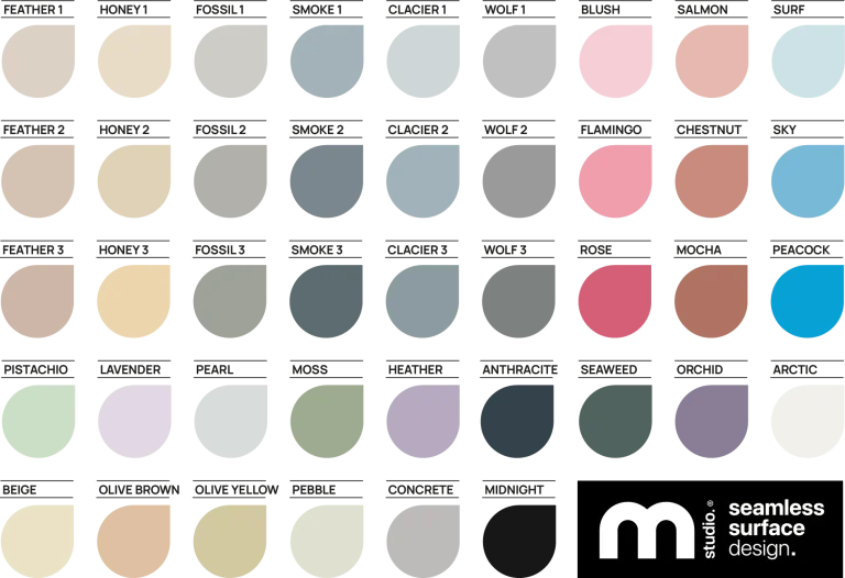Microcement kleurstaal collectie - volledige eigen kleurenkaart met 100+ tinten